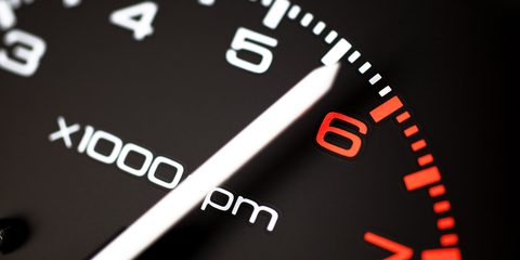 Closeup of a speedometer dial
